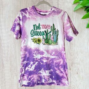 Not Today Succa Heather Team Purple Tee Bleached Bella Canvas T-Shirt Sz SMALL